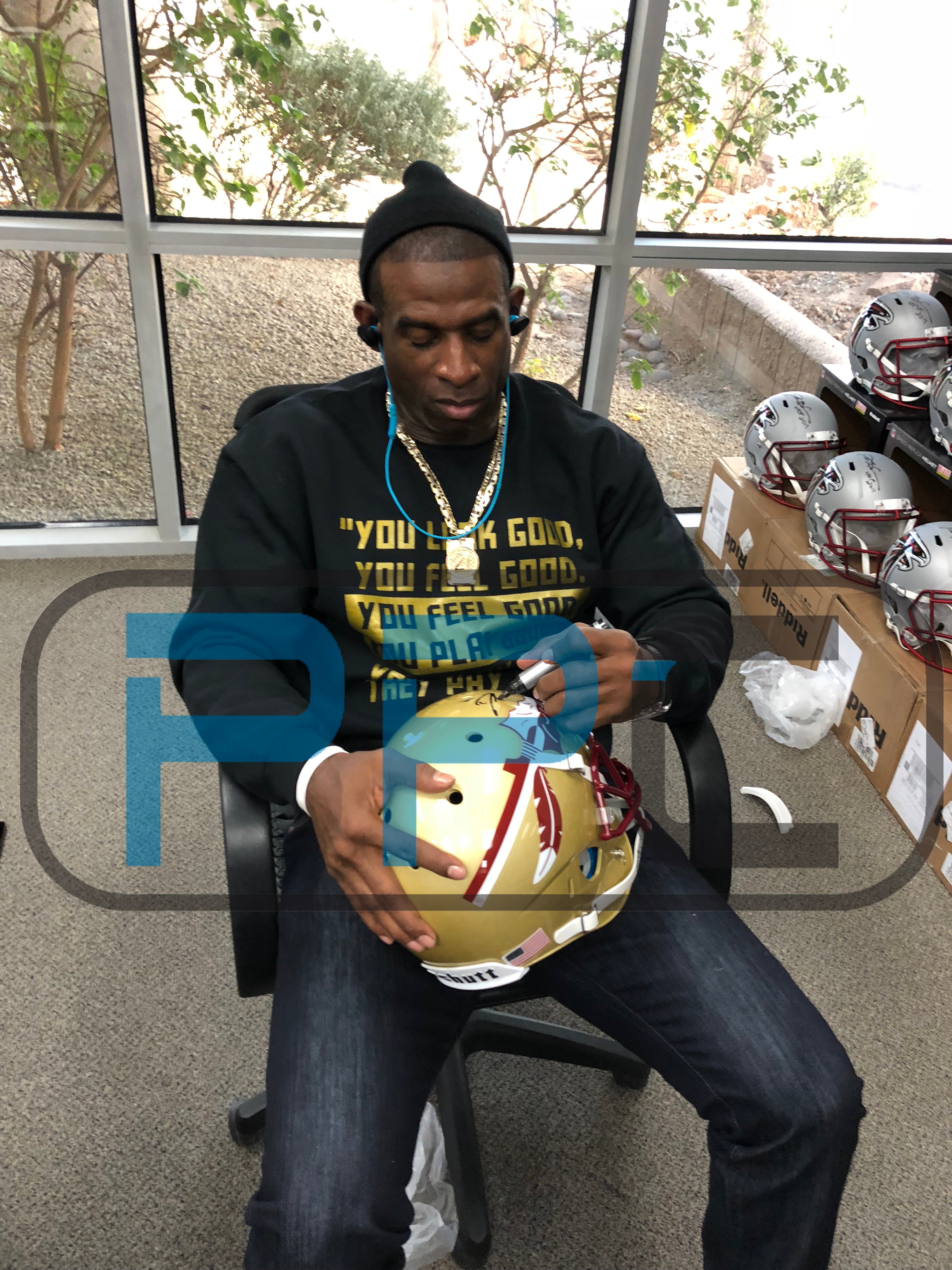 Florida State Deion Sanders Signed Schutt Full Size Rep Helmet BAS Witnessed