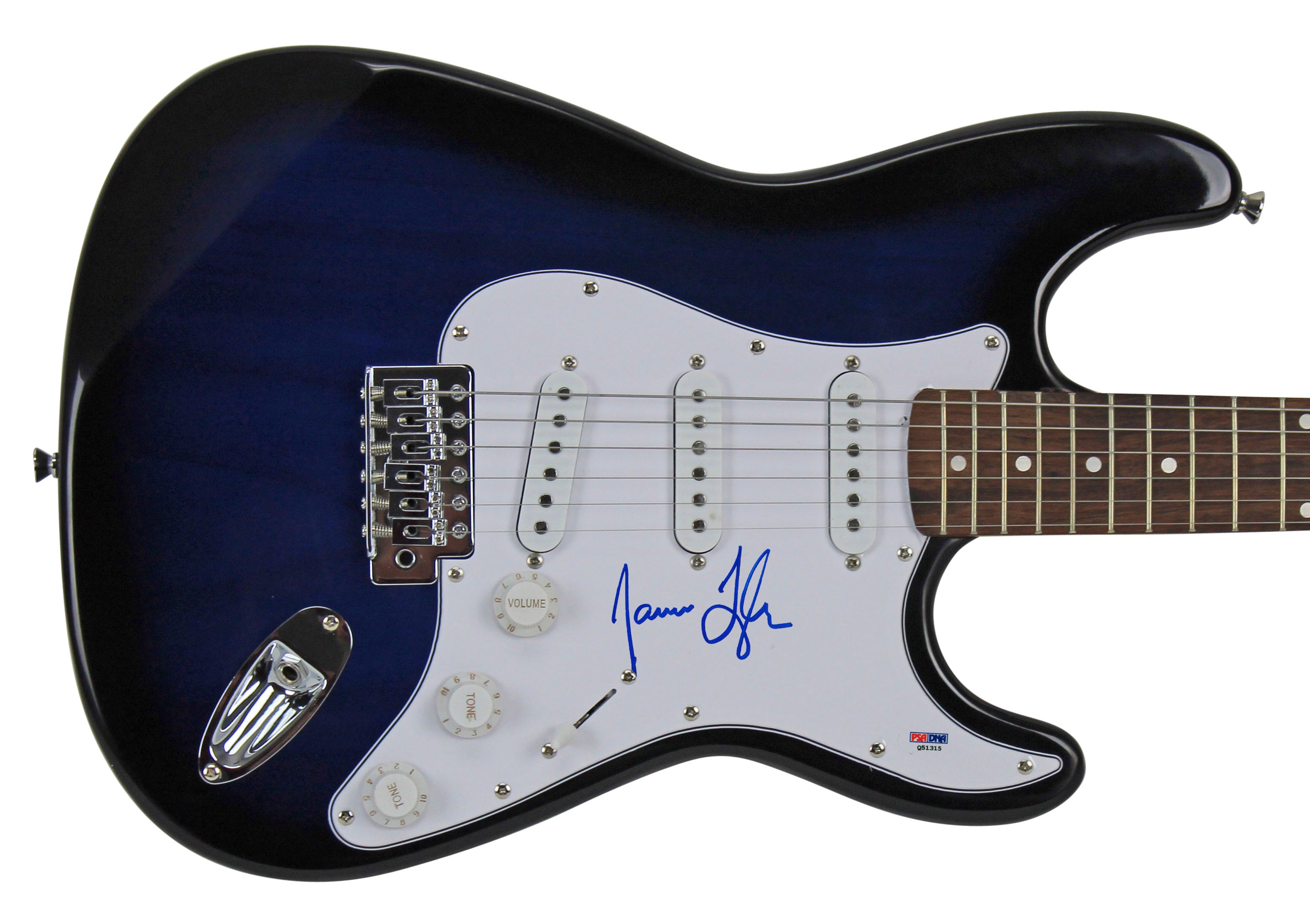 James Taylor Authentic Signed Blue Sunburst Electric Guitar PSA/DNA #Q51315