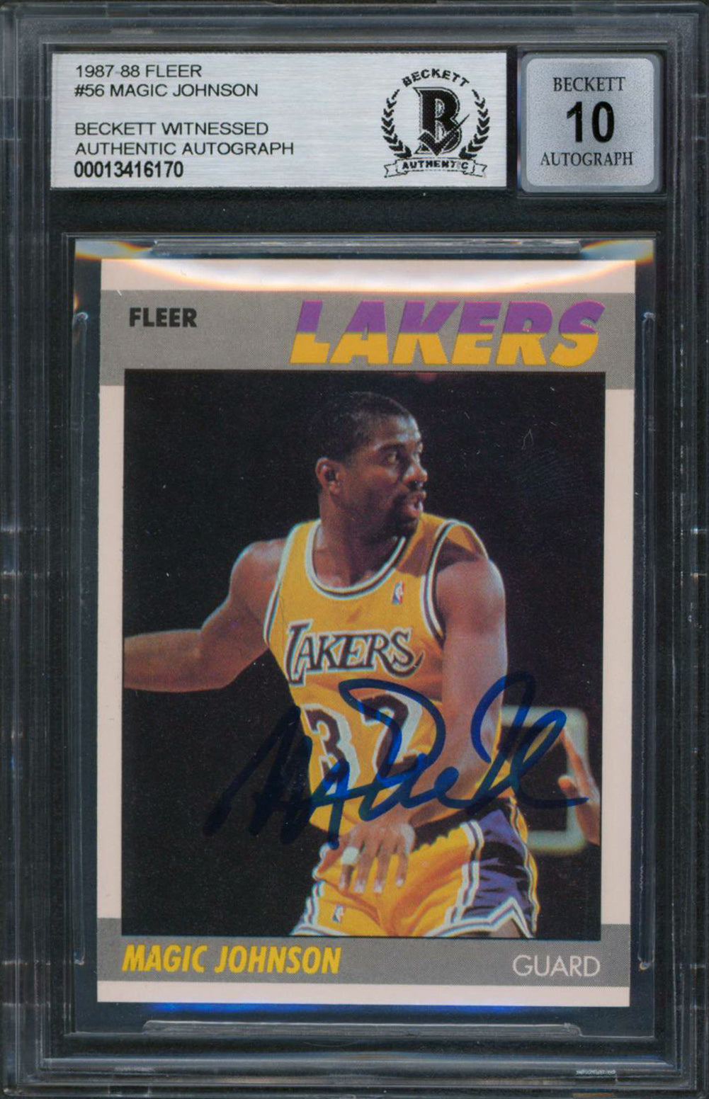 Lakers Magic Johnson Authentic Signed 1987 Fleer #56 Card Auto 10! BAS Slabbed