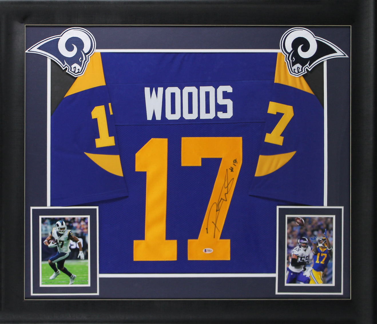 Rams Robert Woods "Horns Up" Authentic Signed Blue Pro Style Framed Jersey BAS