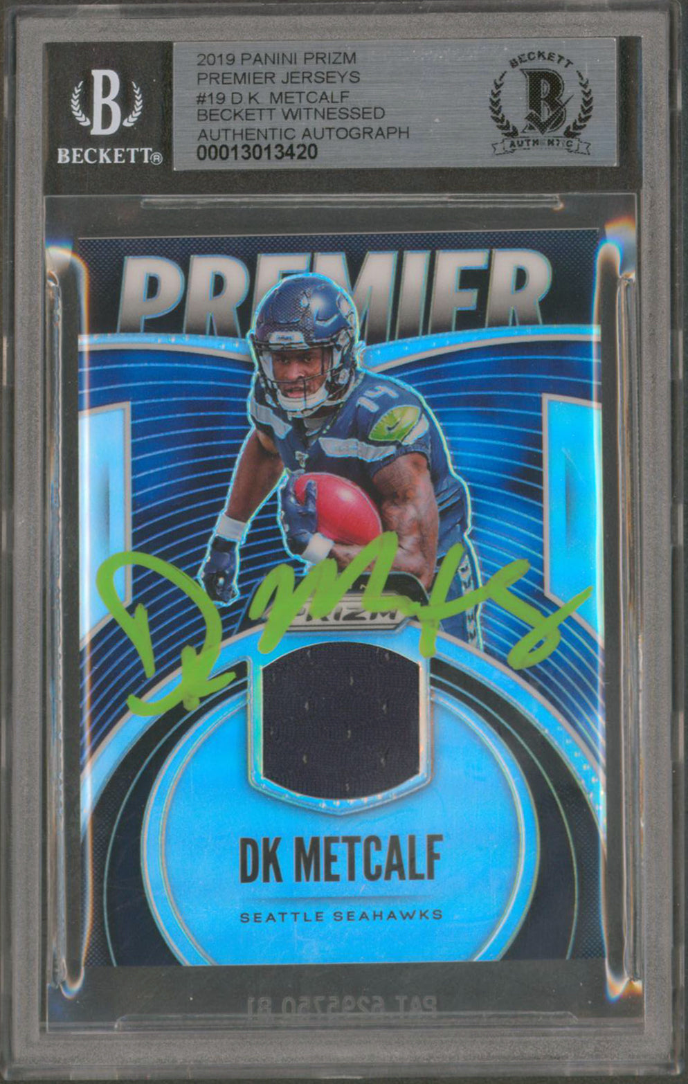 Seahawks DK Metcalf Signed 2019 Panini Prizm Premier 19 RC Auto 10! BAS Slabbed