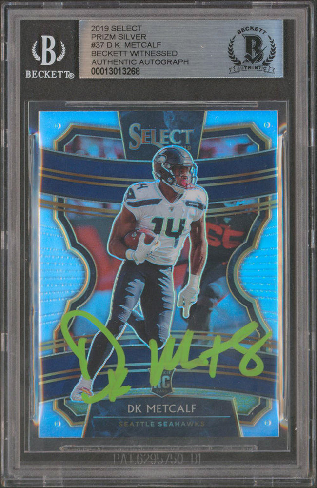 Seahawks DK Metcalf Signed 2019 Select Prizm Silver #37 Rookie Card BAS Slabbed