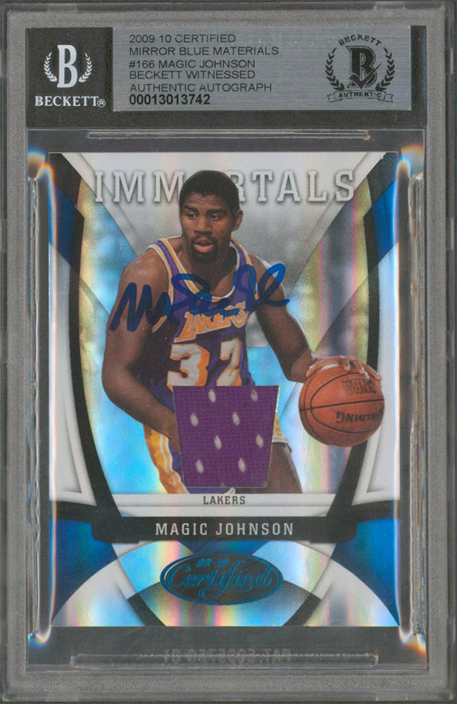 Magic Johnson Signed 2009 Certified Mirror BM #166 #18/50 Card Auto 10! BAS Slab