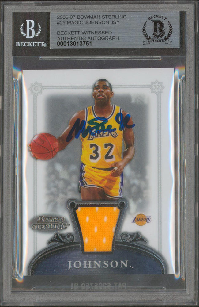 Lakers Magic Johnson Signed 2006 Bowman Sterling #29 Card Auto 10! BAS Slabbed
