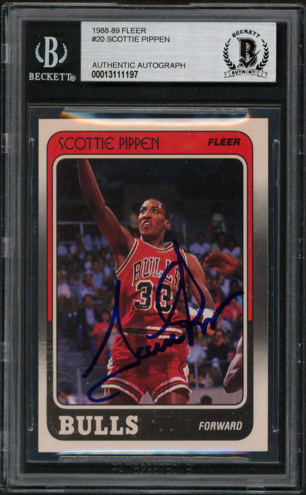 Bulls Scottie Pippen Authentic Signed 1988 Fleer #20 Card Autographed BAS Slab