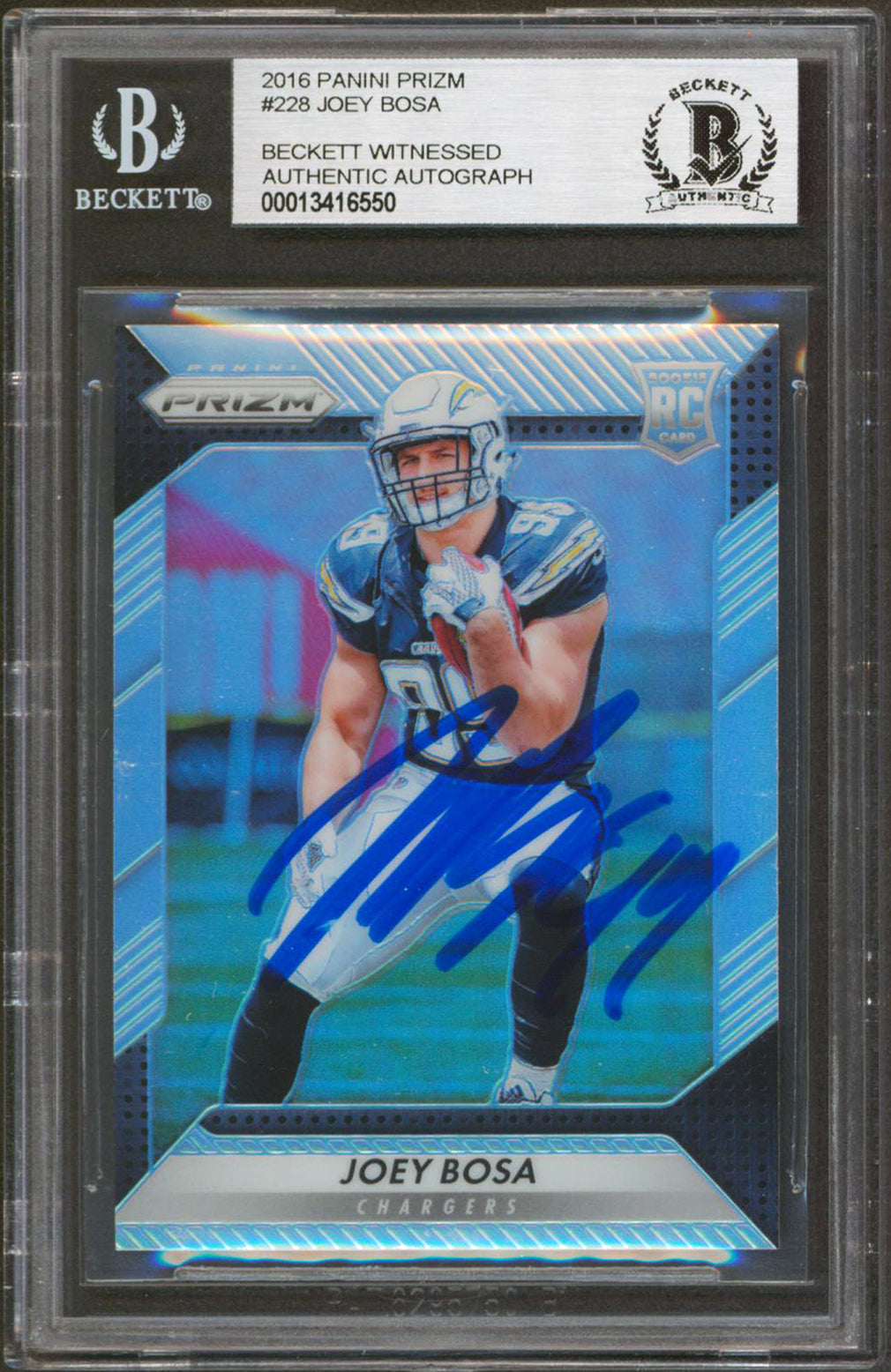 Chargers Joey Bosa Authentic Signed 2016 Panini Prizm #228 RC Card BAS Slabbed 9