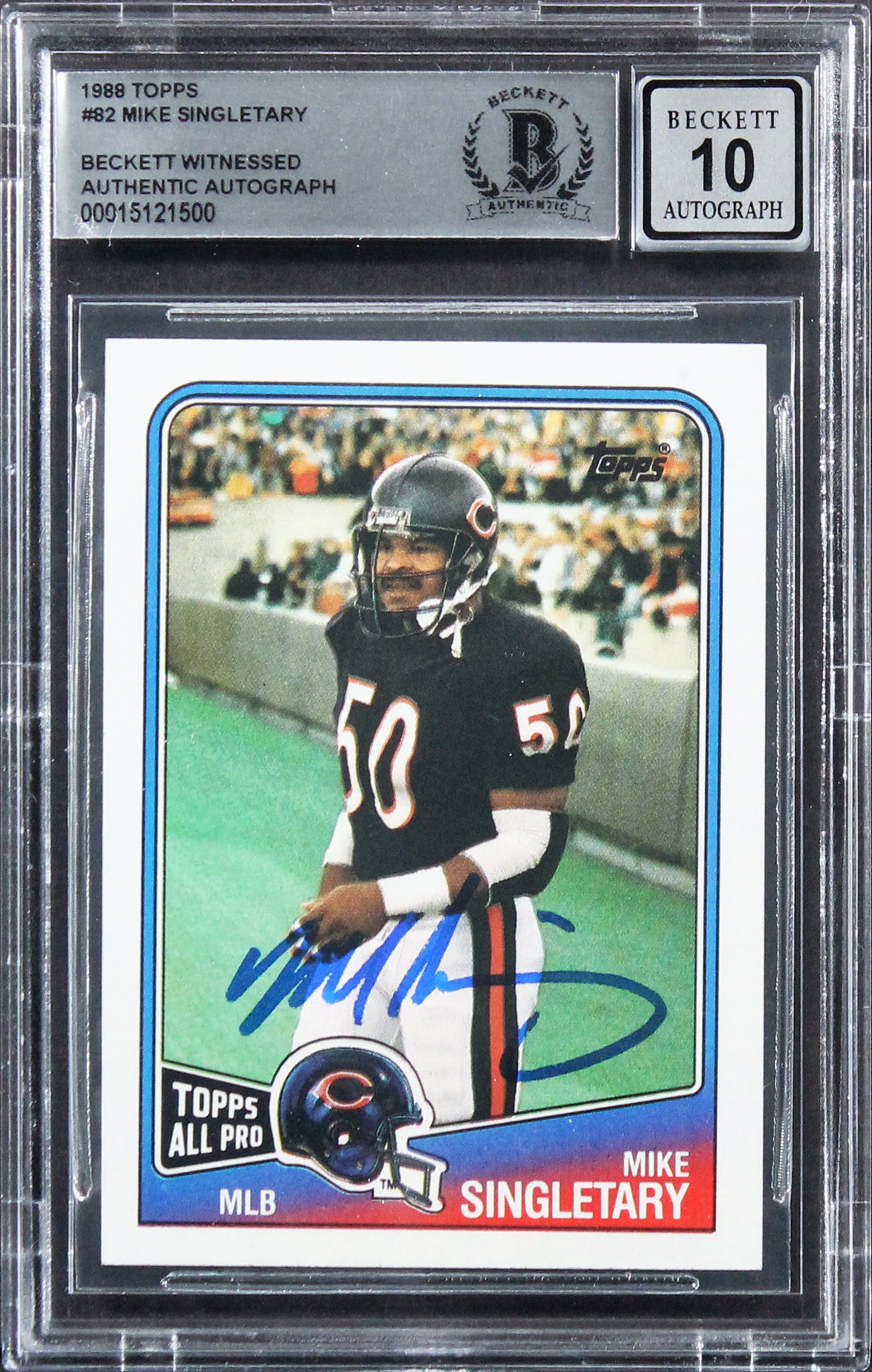 Bears Mike Singletary Authentic Signed 1988 Topps #82 Card Auto 10! BAS Slab