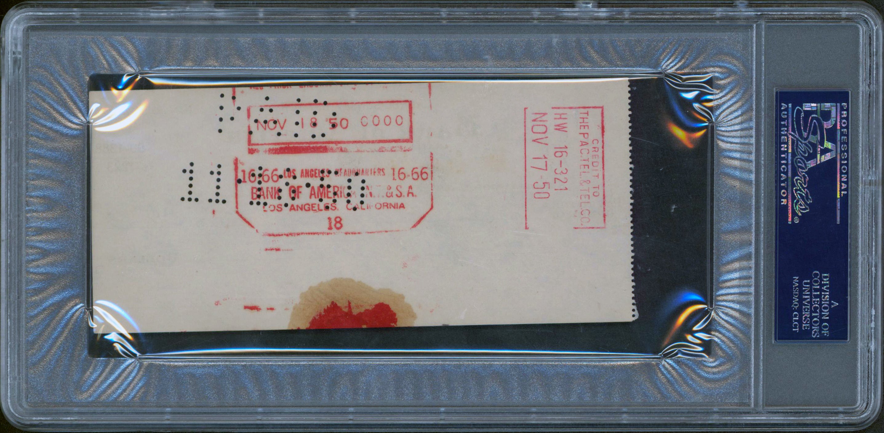 Marilyn Monroe Authentic Signed Check Dated November 15, 1950 PSA/DNA Slabbed