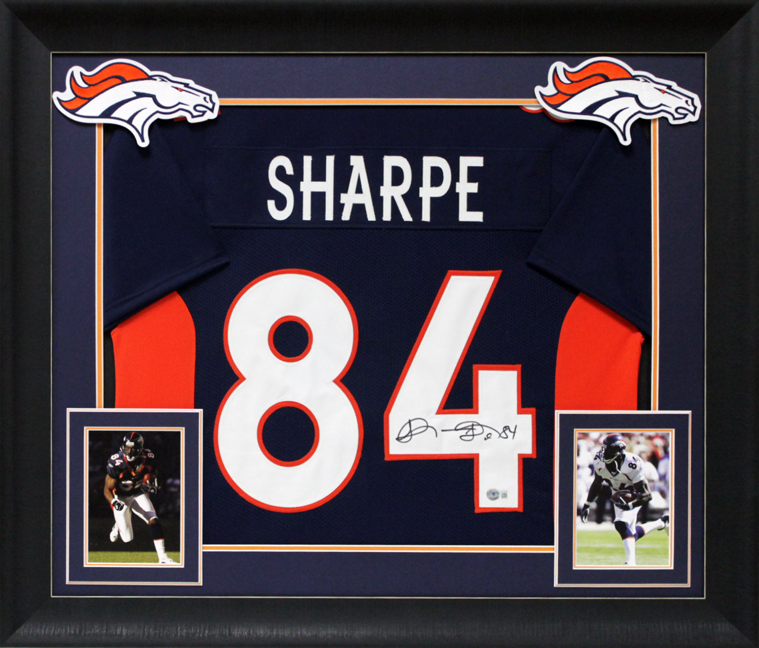 Shannon Sharpe Authentic Signed Navy Blue Pro Style Framed Jersey BAS Witnessed