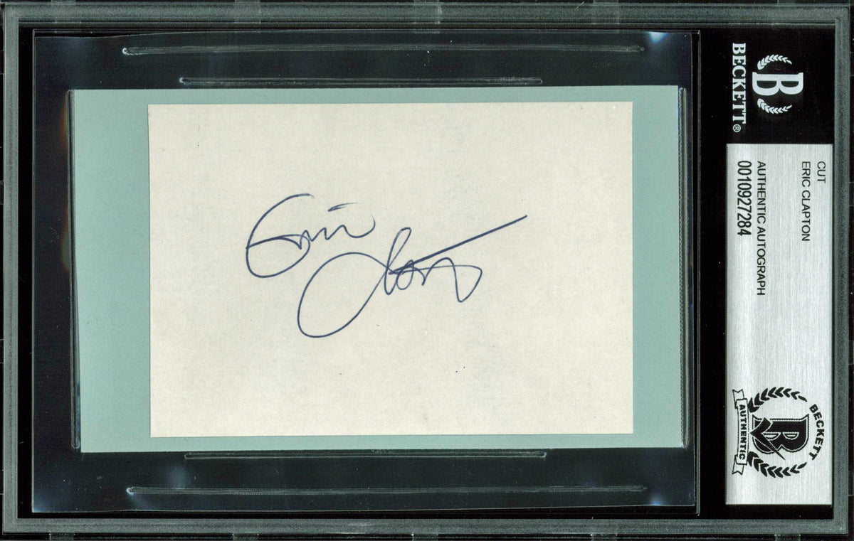 Eric Clapton Authentic Signed 2.75x4 Cut Signature Autographed BAS Slabbed