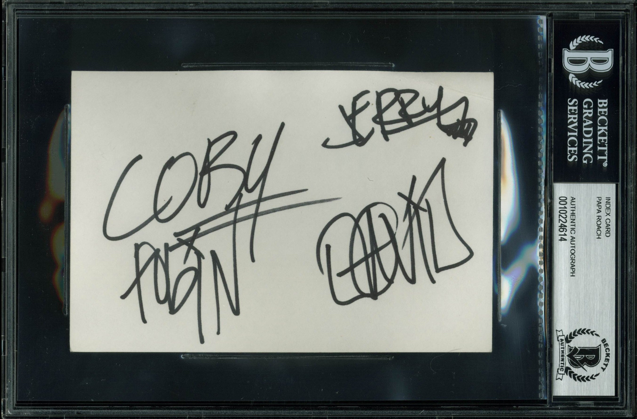 Papa Roach (4) Shaddix, Horton, Esperance +1 Signed 4x6 Index Card BAS Slabbed 1