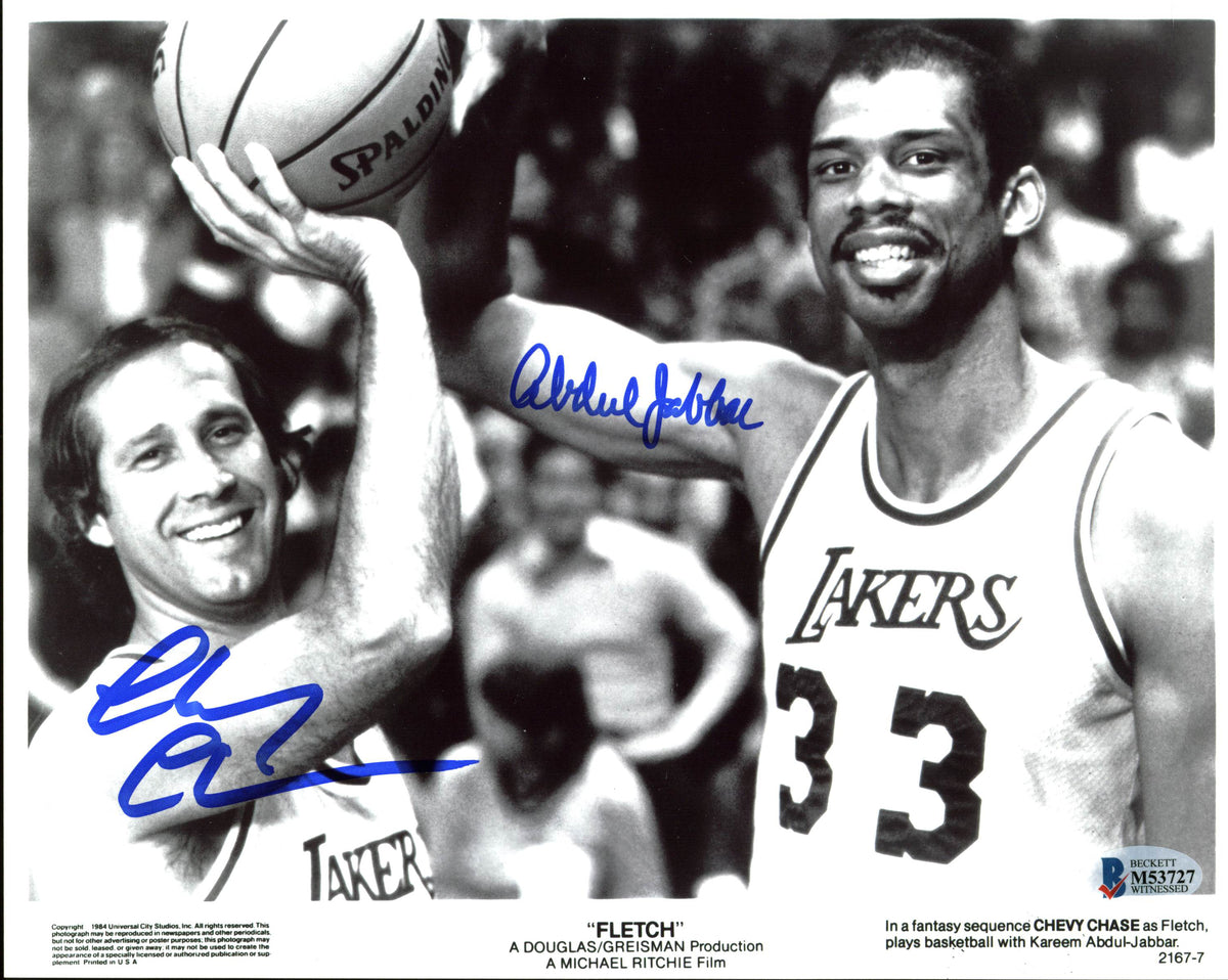 Chevy Chase & Kareem Abdul-Jabbar Fletch Authentic Signed 8x10 Photo BAS Witness