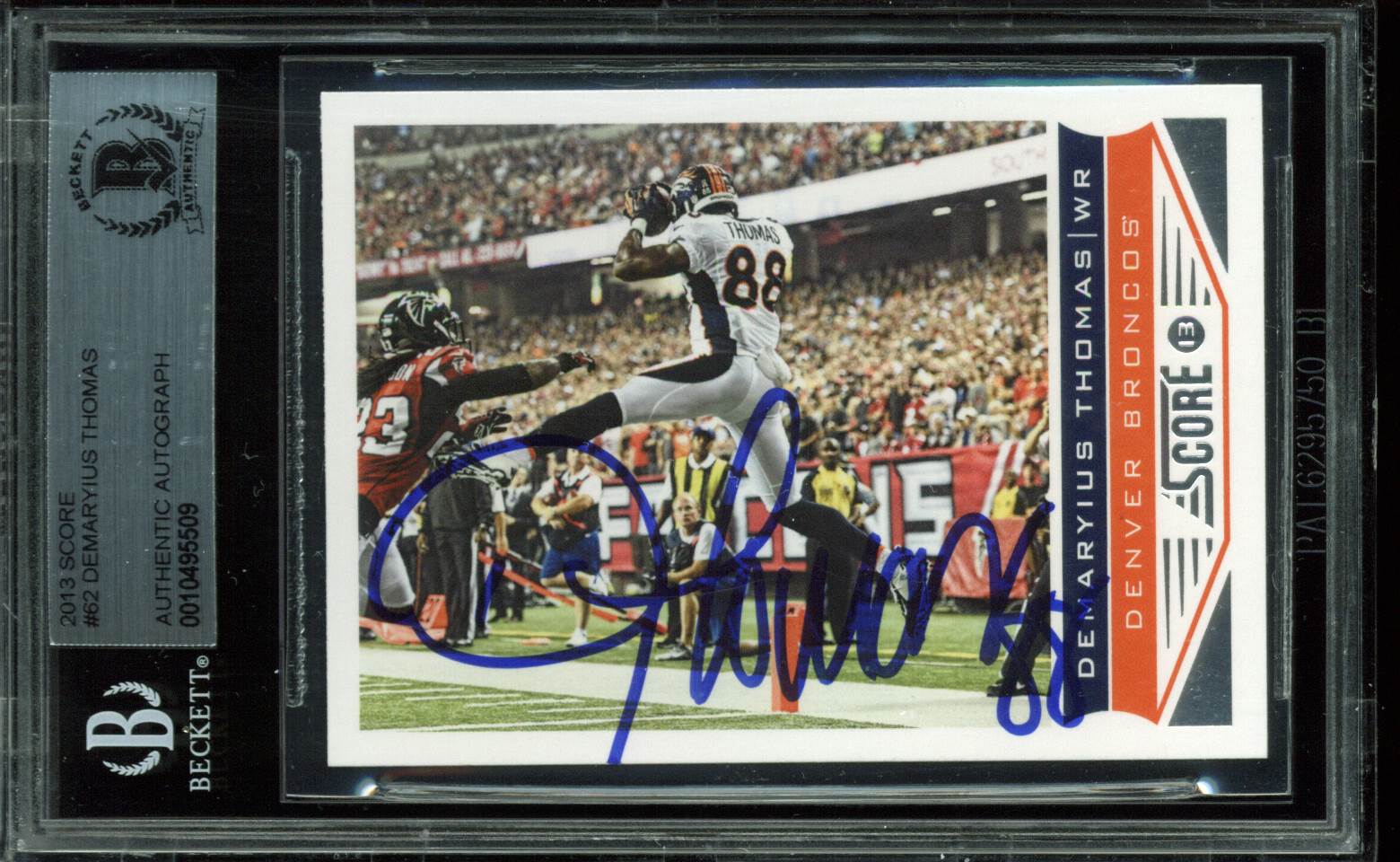 Broncos Demaryius Thomas Signed 2013 Score #62 Auto Card BAS Slabbed