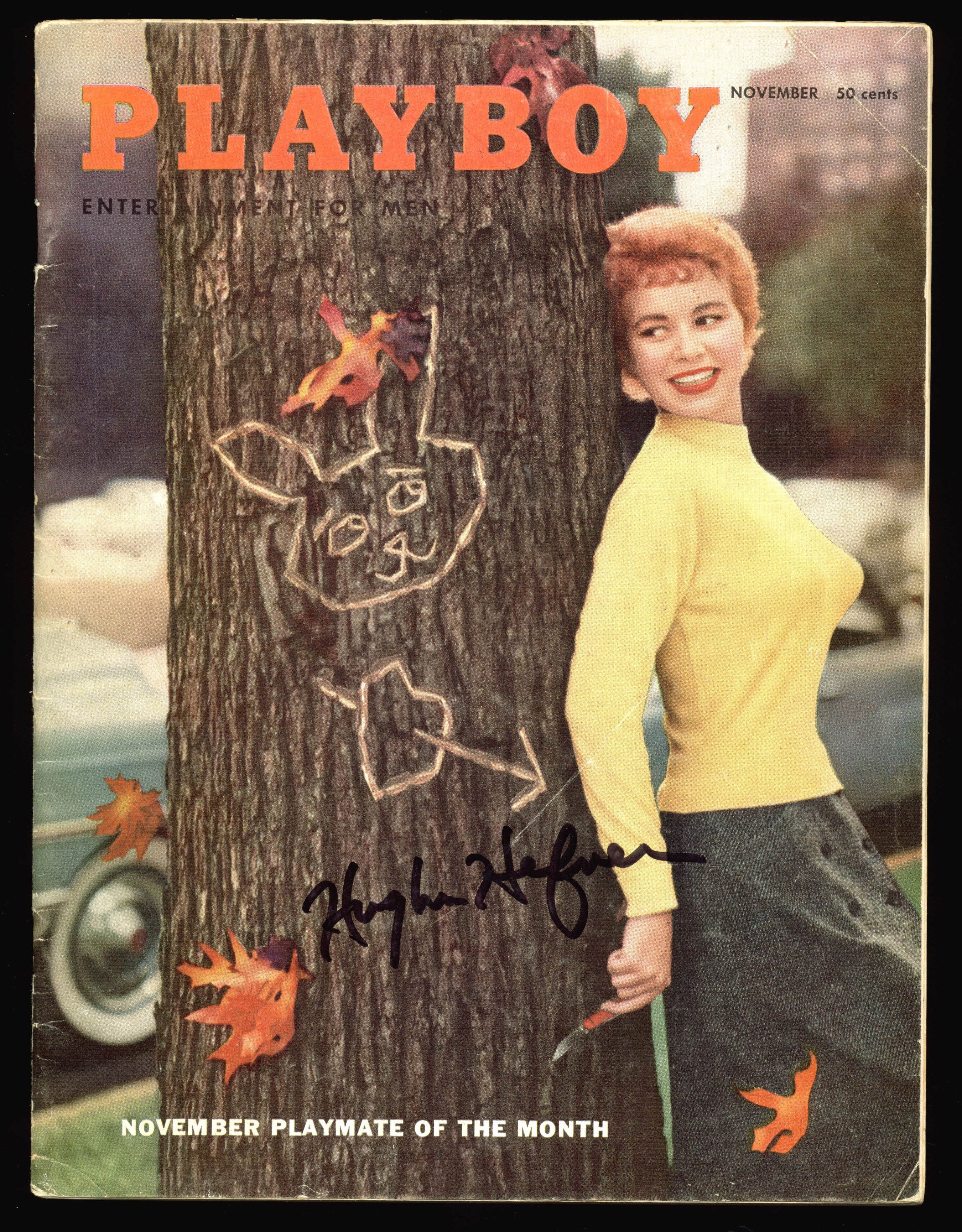 Hugh Hefner Playboy Authentic Signed November 1955 Playboy Magazine BAS #A10810