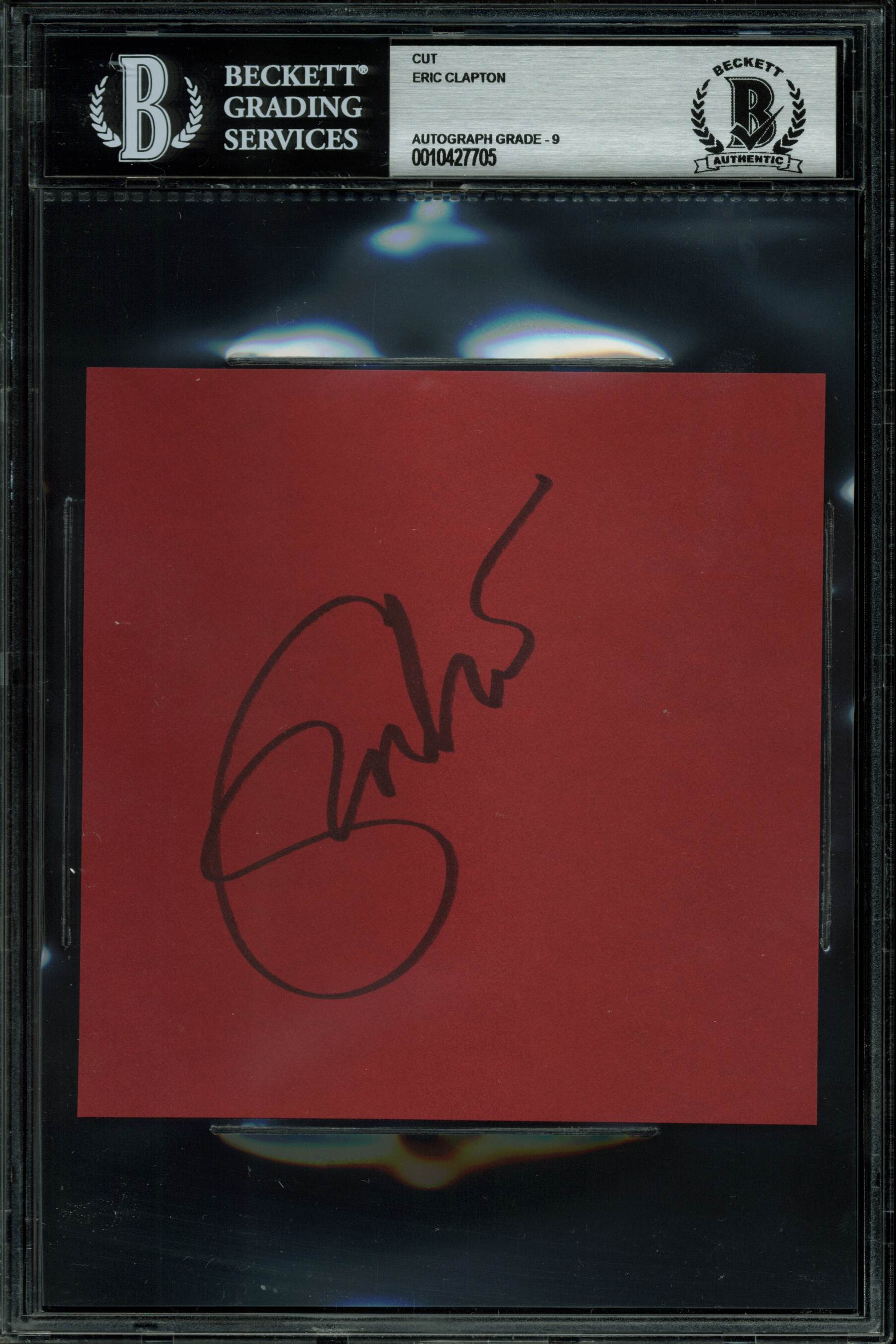 Eric Clapton Signed 5x5 Cut Signature Auto Graded Mint 9! BAS Slabbed #10427705