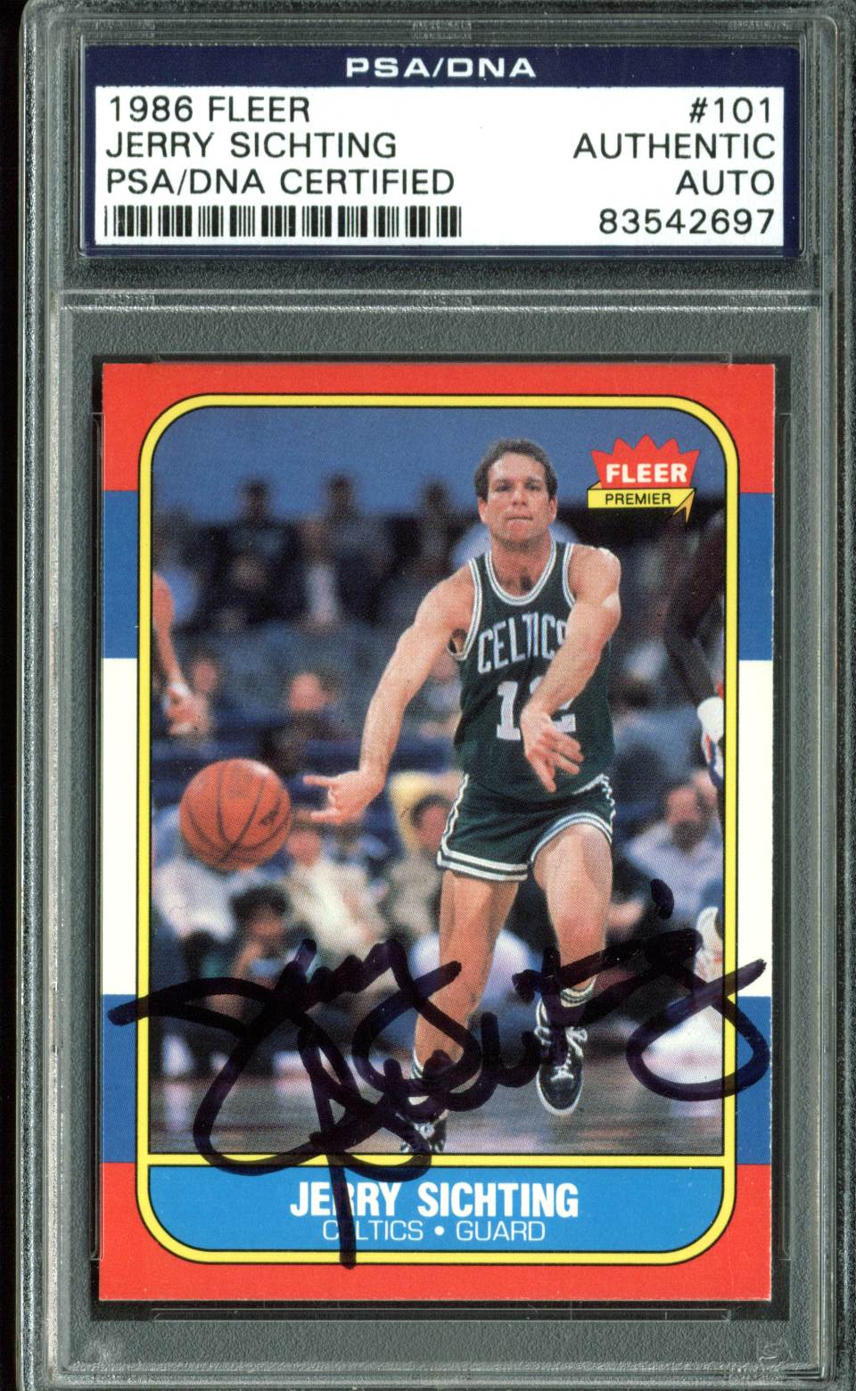 Celtics Jerry Sichting Authentic Signed 1986 Fleer #101 Card PSA/DNA Slabbed 2