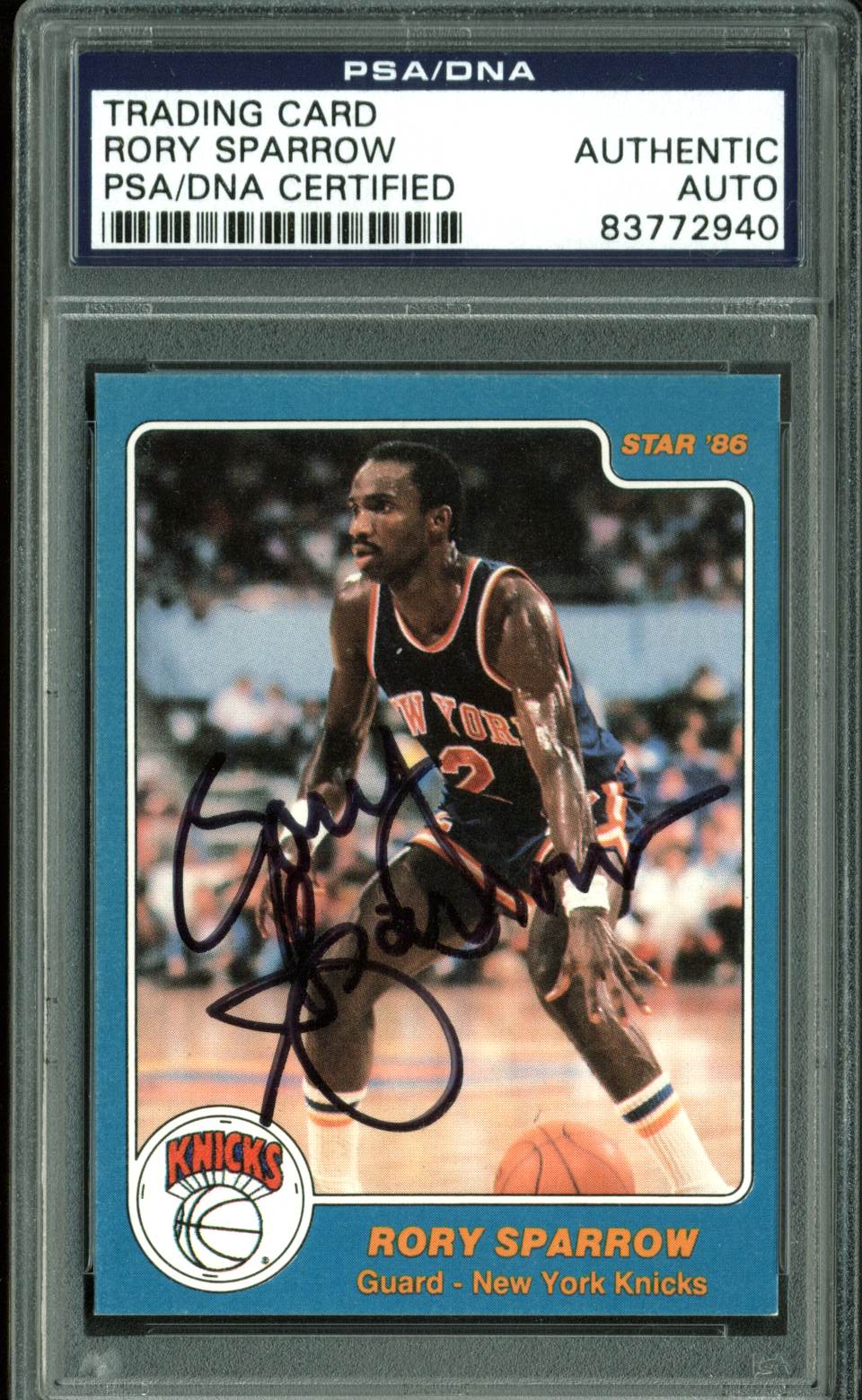 Knicks Rory Sparrow Authentic Signed 1986 Star #170 Auto Card PSA/DNA Slabbed