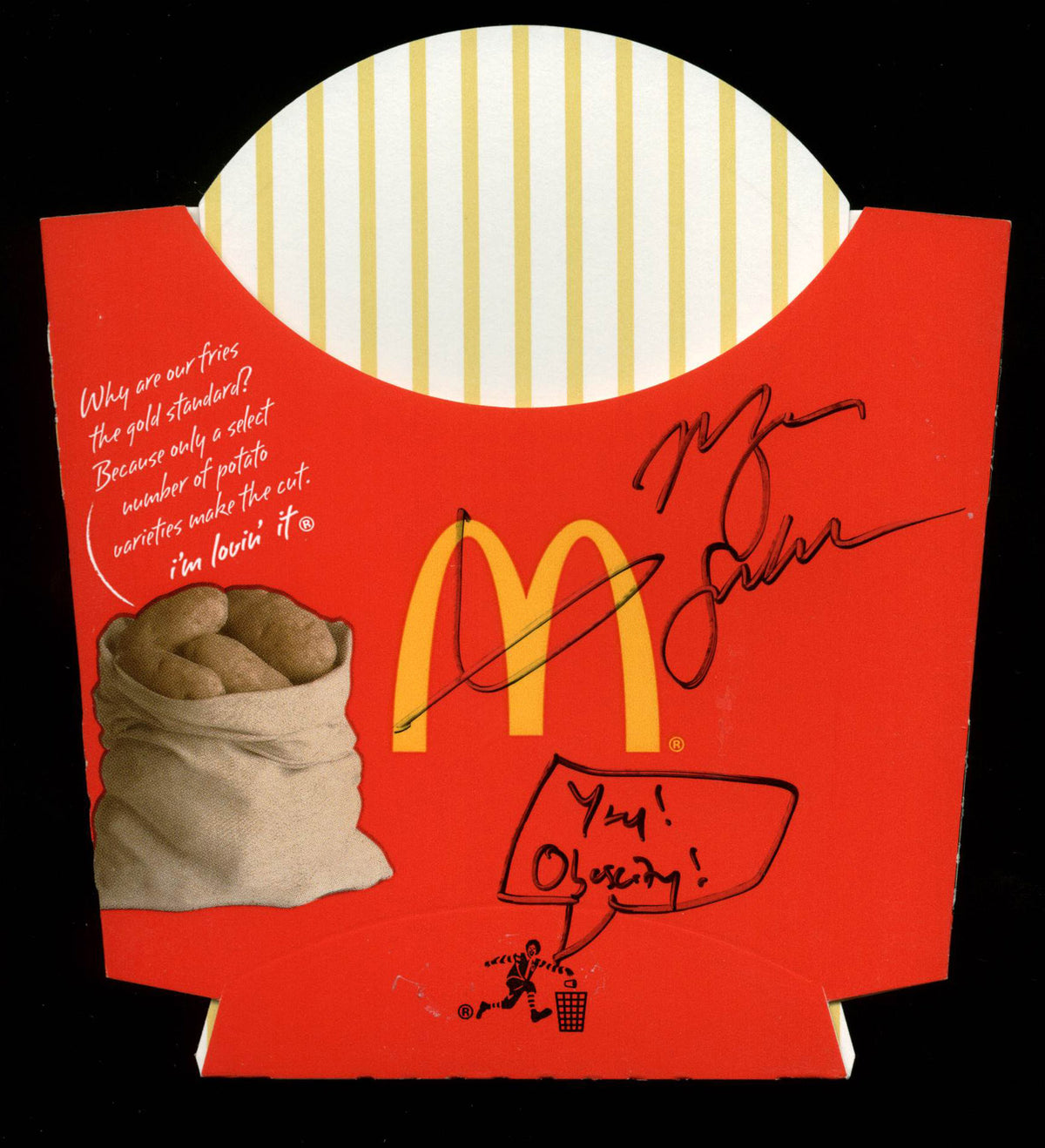Morgan Spurlock "Yay! Obesity!" Signed McDonald's Large Fry PSA/DNA #V22457