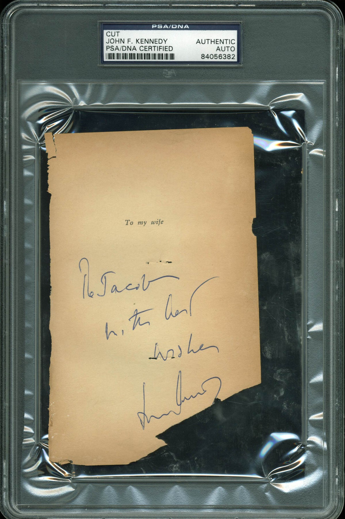 John F. Kennedy "With Best Wishes" Signed 4x6.25 Cut Signature PSA/DNA Slabbed