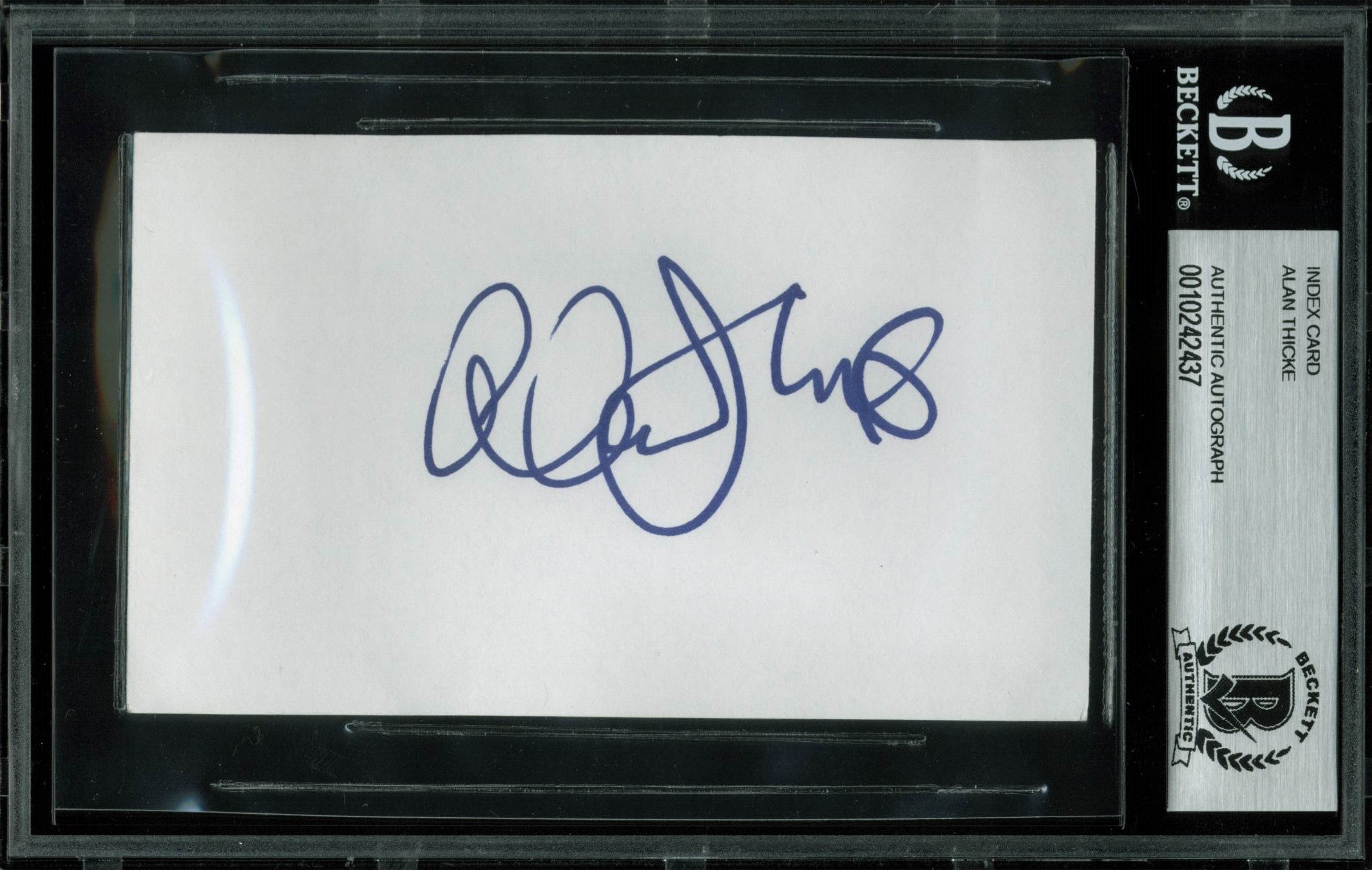 Alan Thicke Authentic Signed 3x5 Index Card In Blue Autographed BAS Slabbed