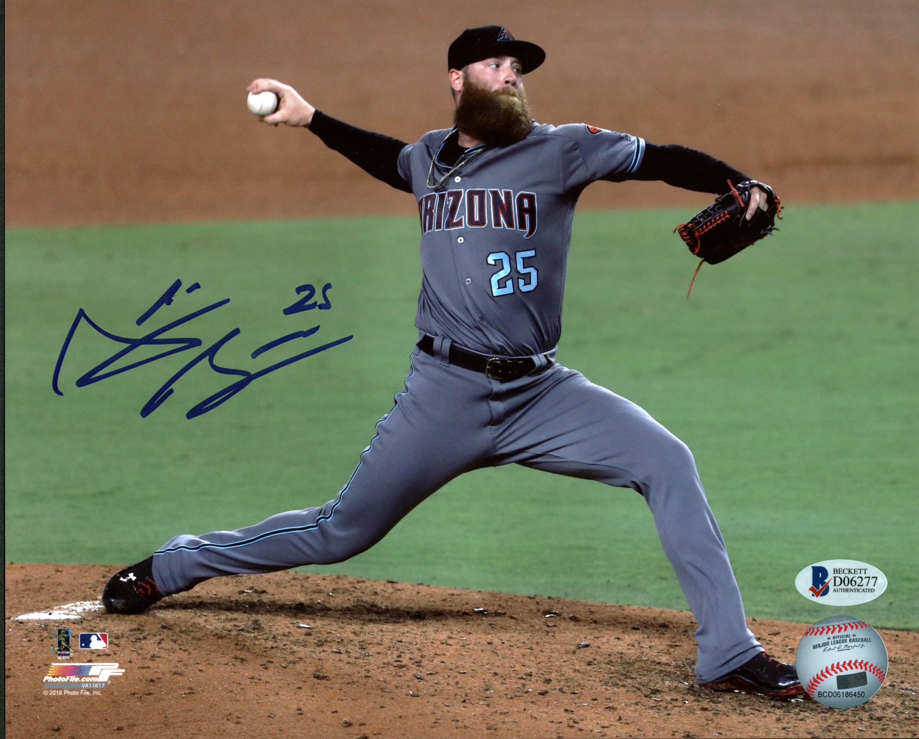 D-Backs Archie Bradley Authentic Signed 8x10 Photo Horizontal Gray Jersey BAS