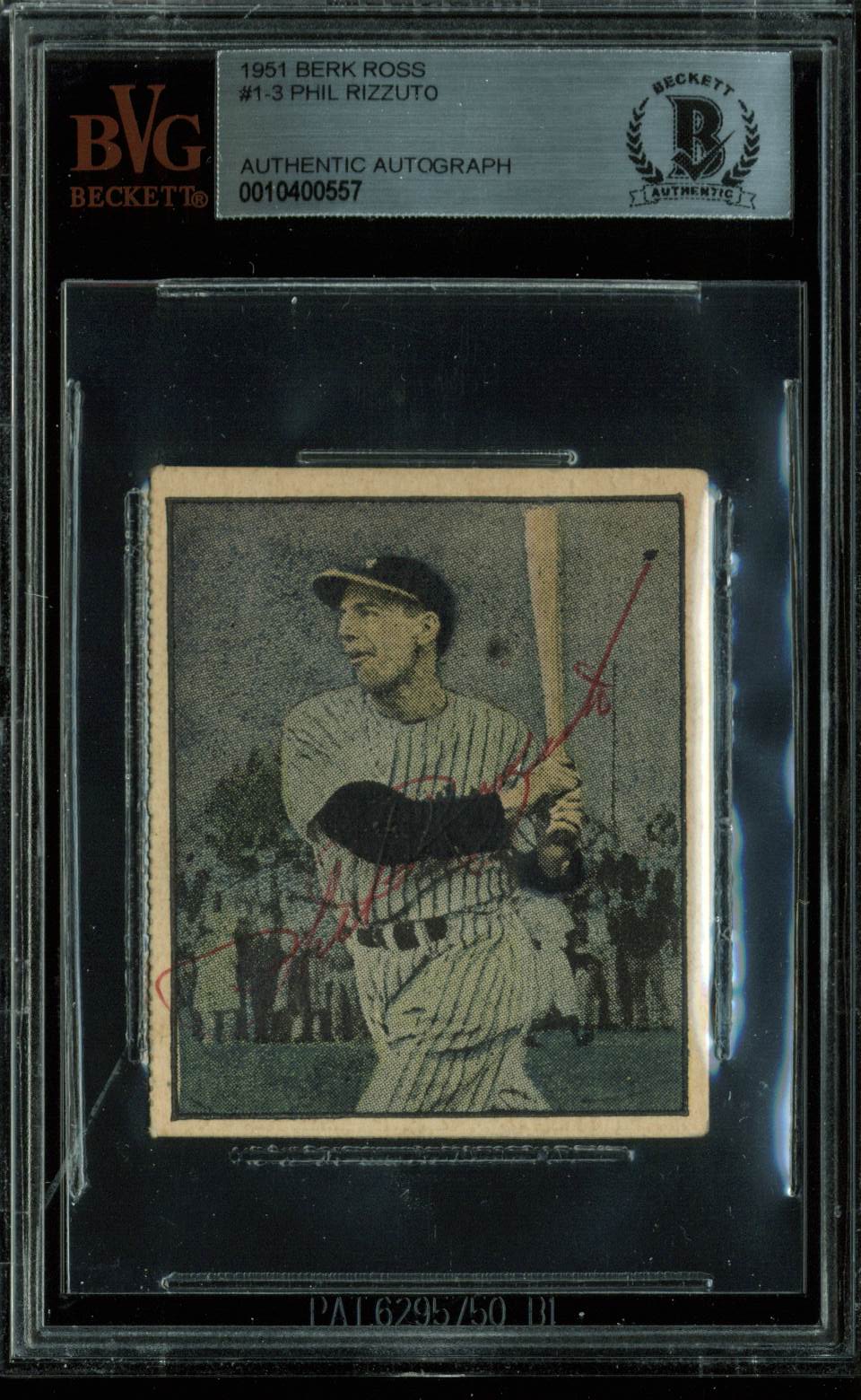 Yankees Phil Rizzuto Authentic Signed 1951 Berk Ross #1-3 Auto Card BAS Slabbed