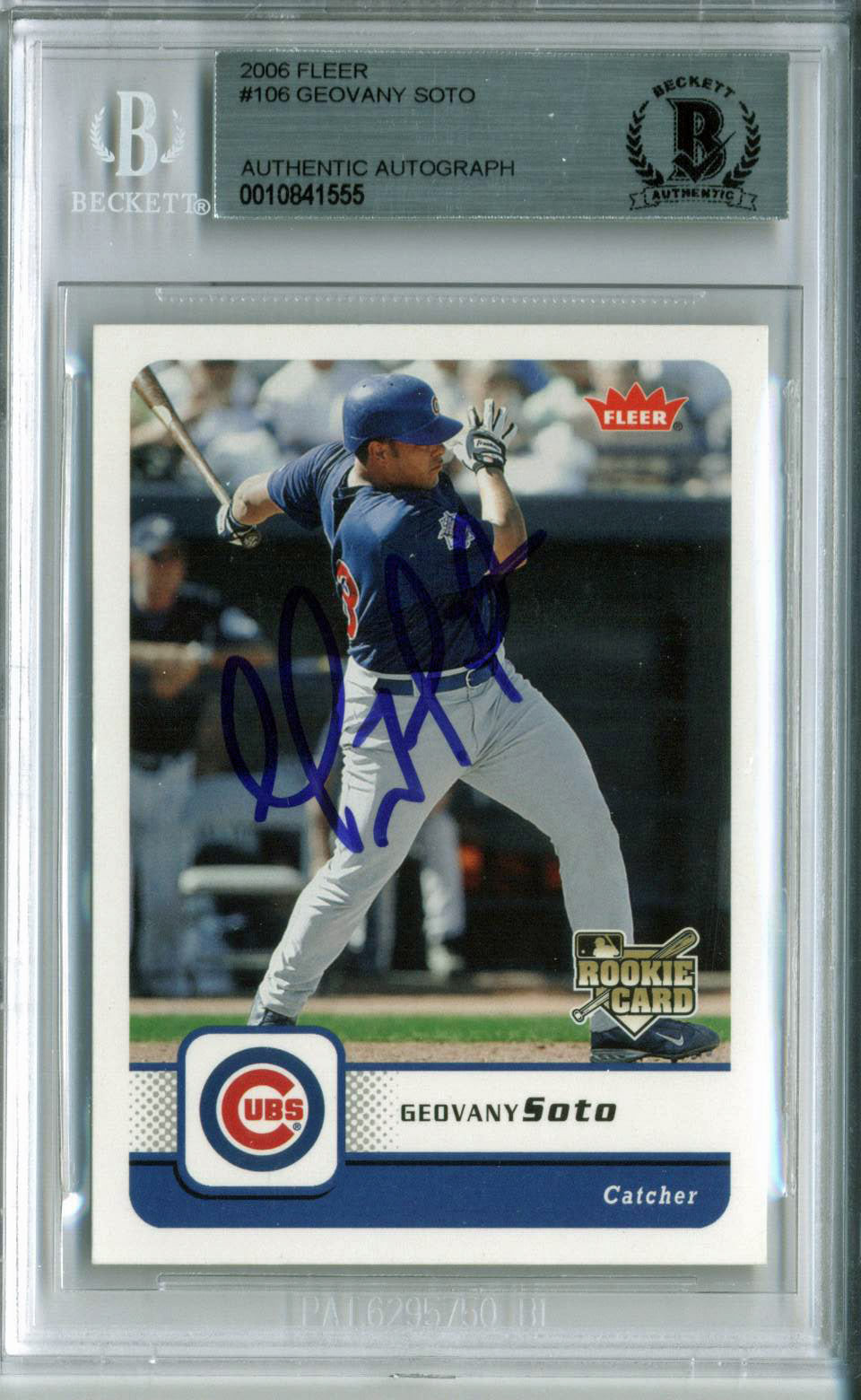 Cubs Geovany Soto Authentic Signed 2006 Fleer #106 RC Auto Card BAS Slabbed