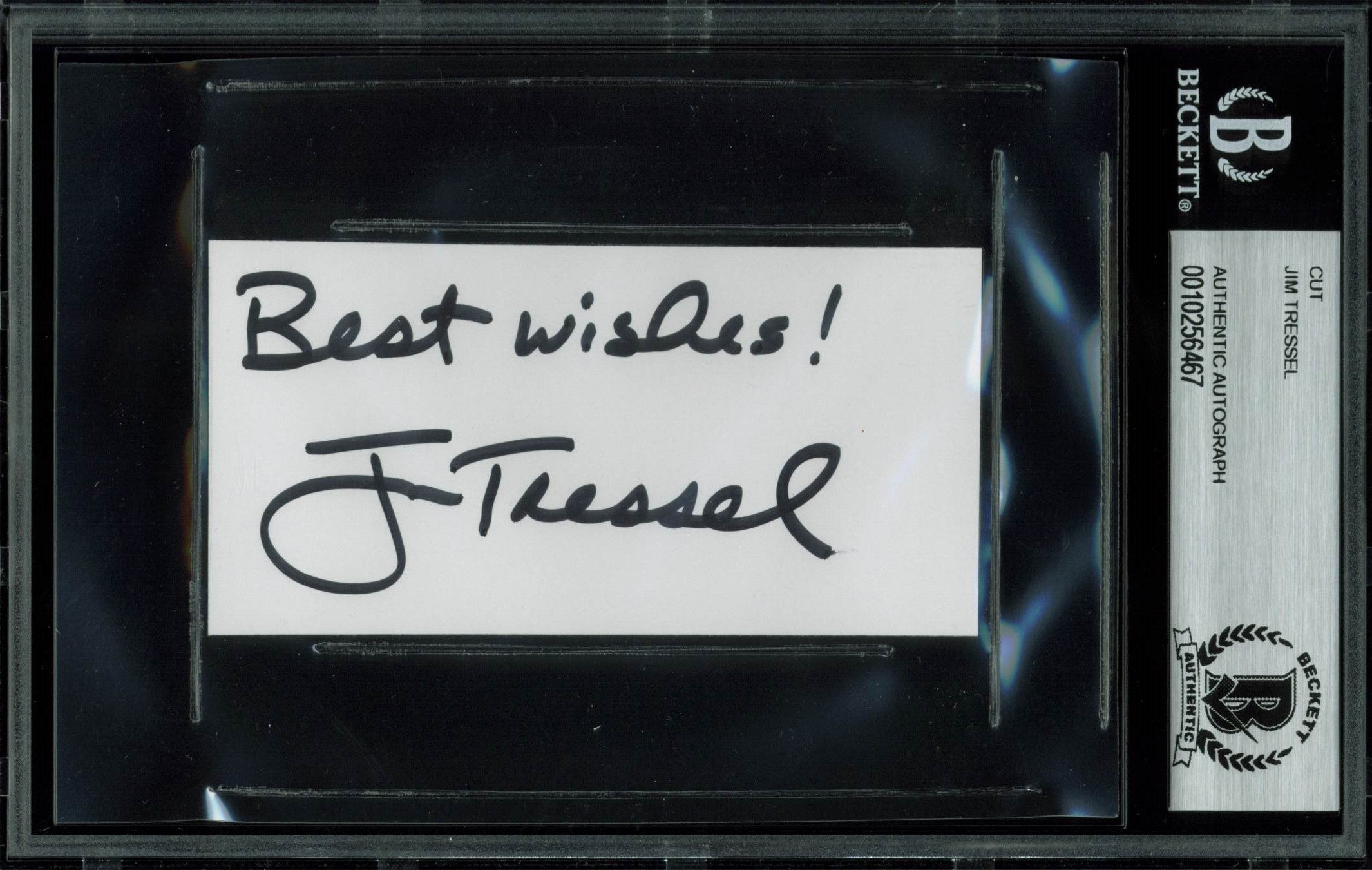 Ohio State Jim Tressel "Best Wishes" Authentic Signed 2x4 Cut Signature BAS Slab