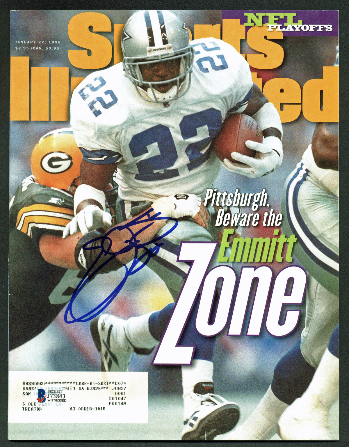 Cowboys Emmitt Smith Signed 1996 Sports Illustrated BAS Witnessed #J73843
