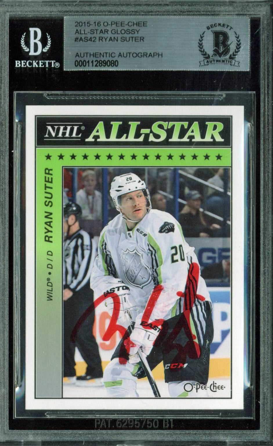 Wild Ryan Suter Signed 2015 O-Pee-Chee All-Star Glossy #AS42 Card BAS Slabbed