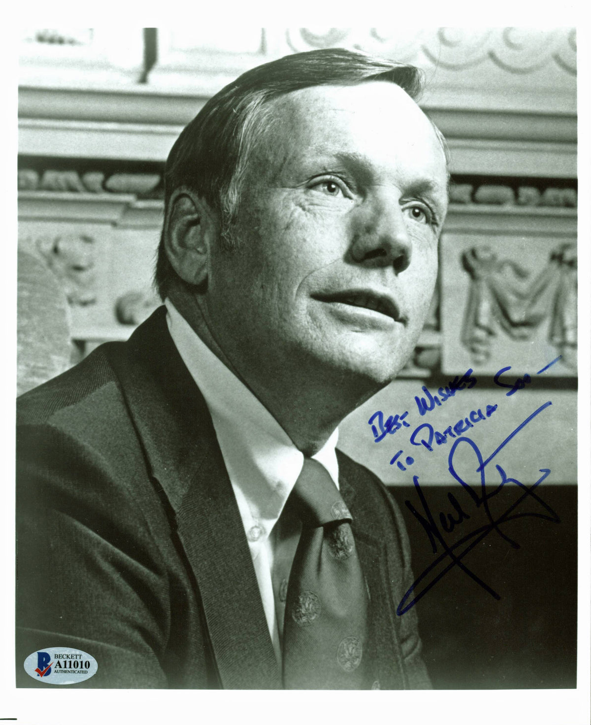 Neil Armstrong "Best Wishes" Signed 8x10 Black & White Photo BAS #A11010
