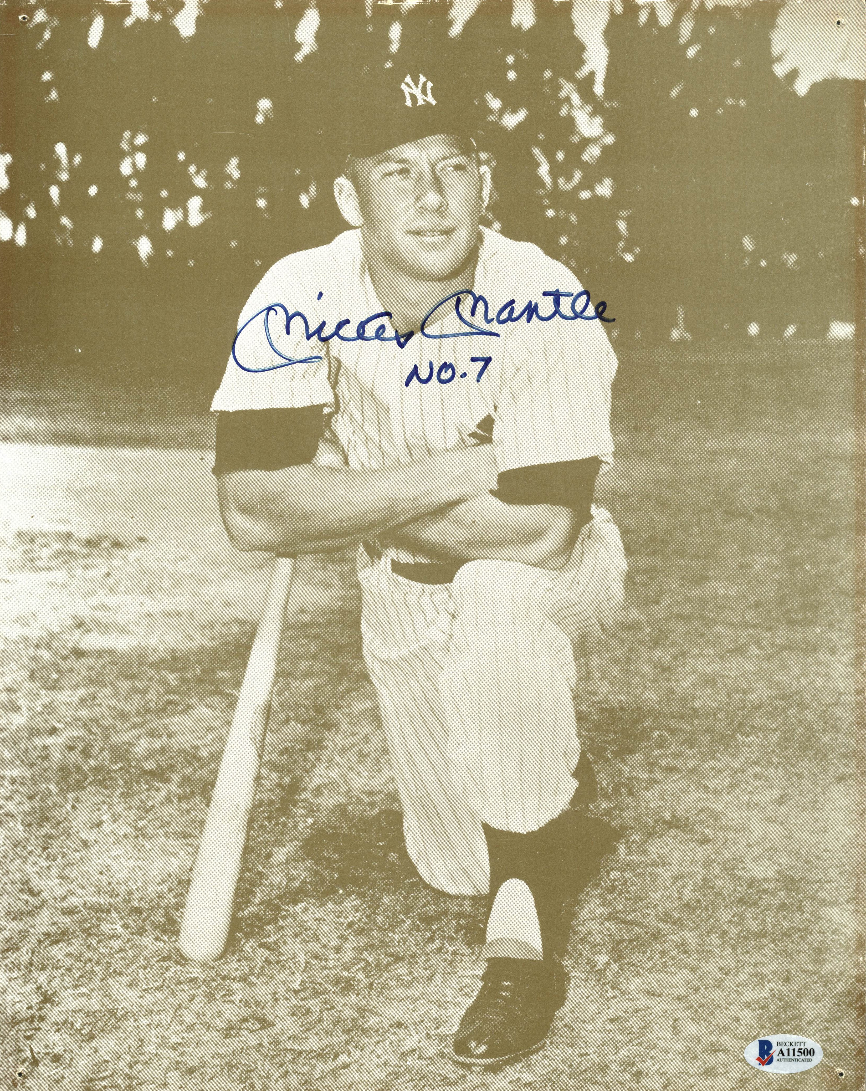 Yankees Mickey Mantle "No. 7" Authentic Signed 11x14 Photo BAS #A11500