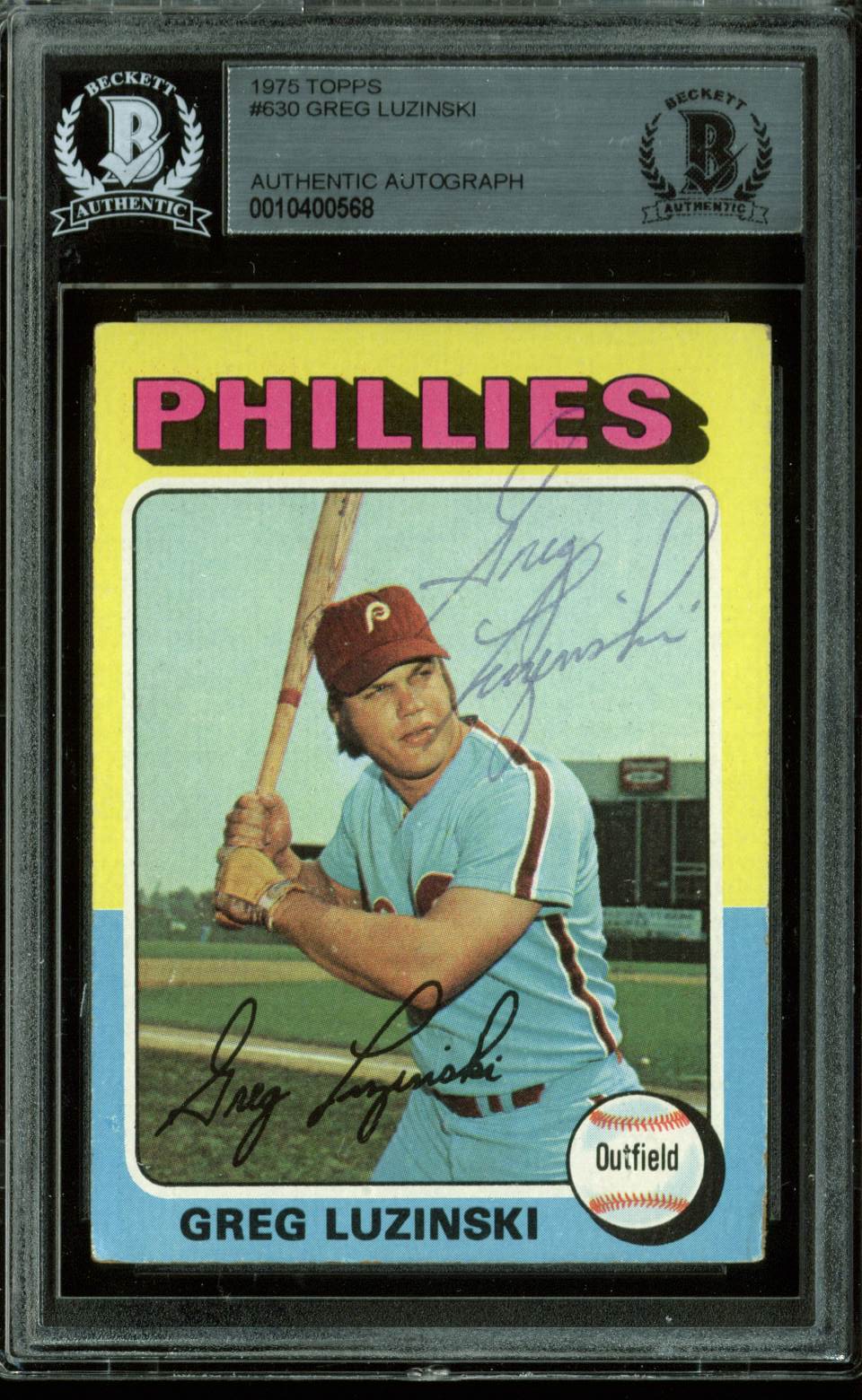 Phillies Greg Luzinski Authentic Signed 1975 Topps #630 Card BAS Slabbed