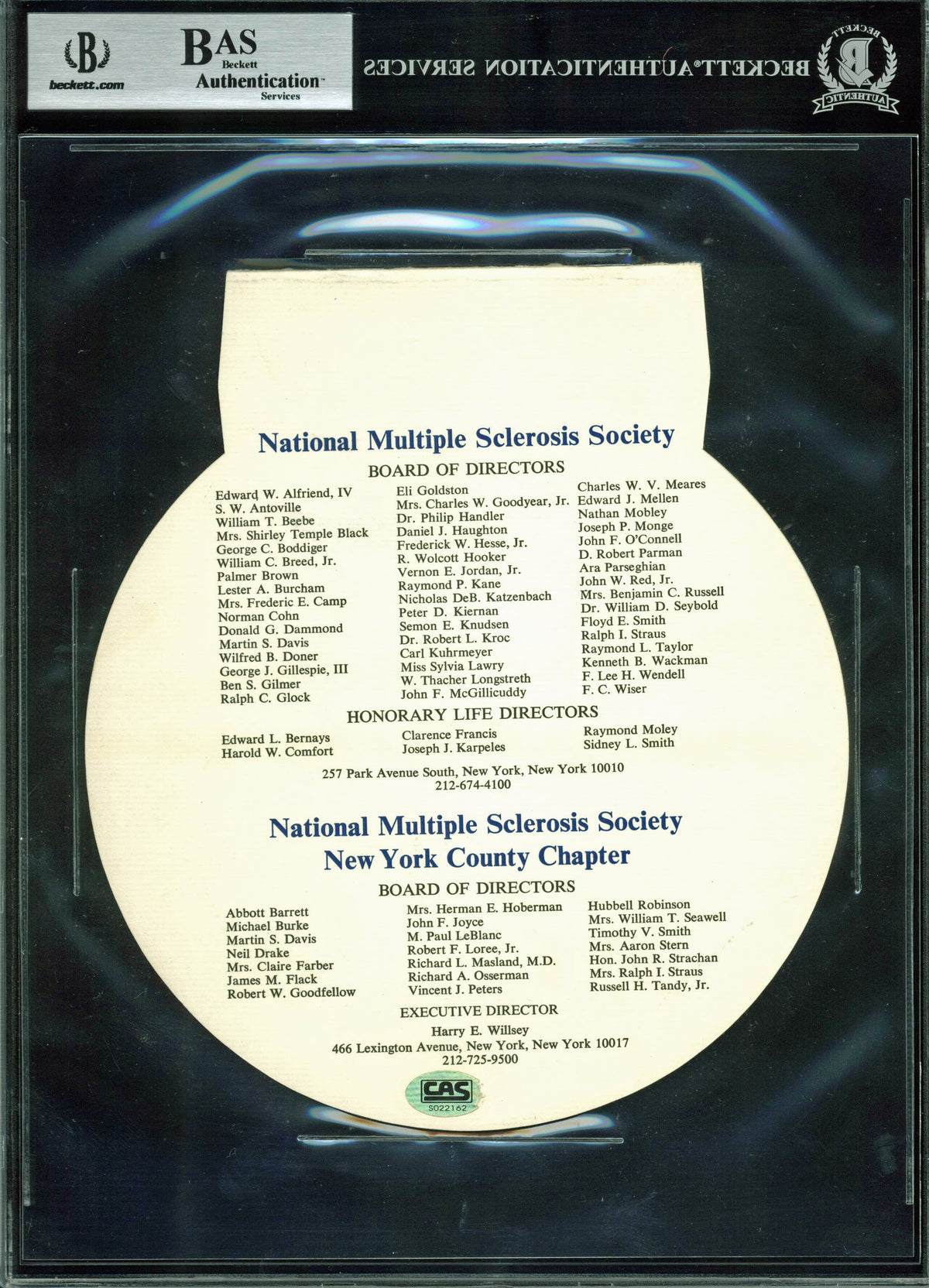 Yankees Joe DiMaggio Signed 7x8 1973 MS Hope Chest Award Program BAS Slabbed