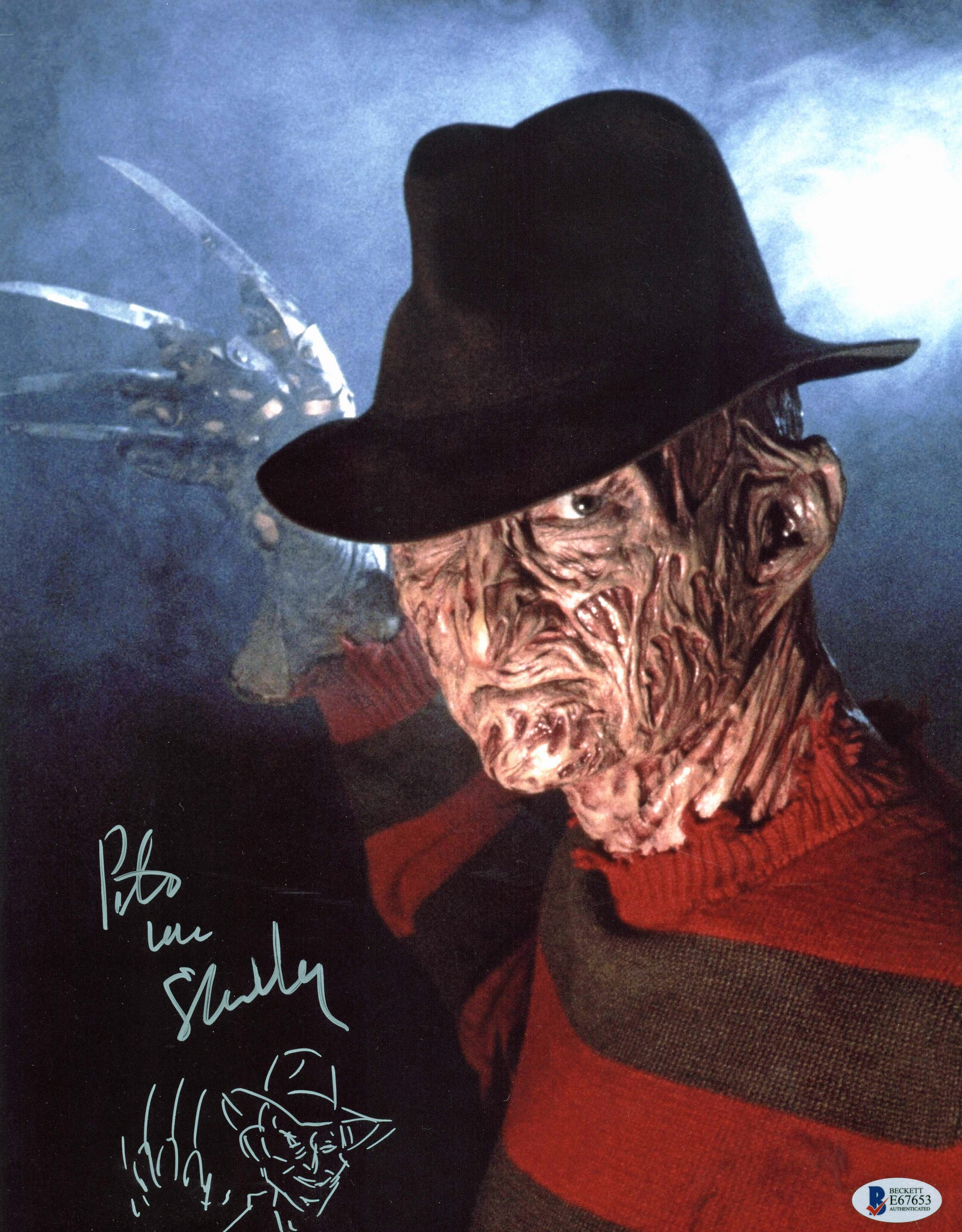 Pete Von Sholly Freddy Krueger Authentic Signed 11x14 Photo w/ Sketch BAS E67653