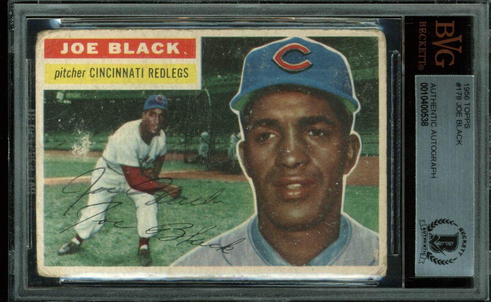 Reds Joe Black Authentic Signed 1956 Topps #178 Auto Card BAS Slabbed
