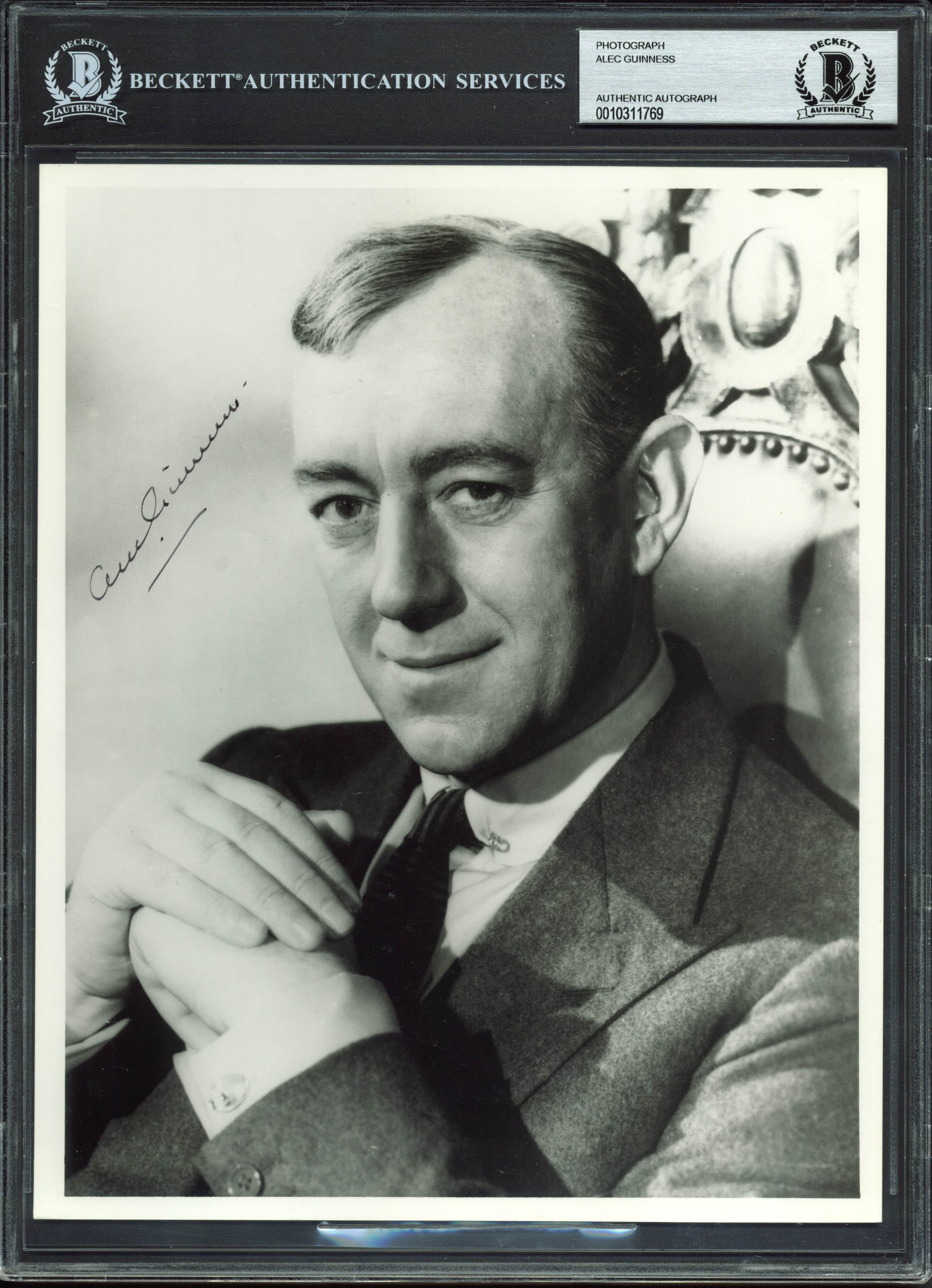 Alec Guinness Star Wars Authentic Signed Black & White 8x10 Photo BAS Slabbed