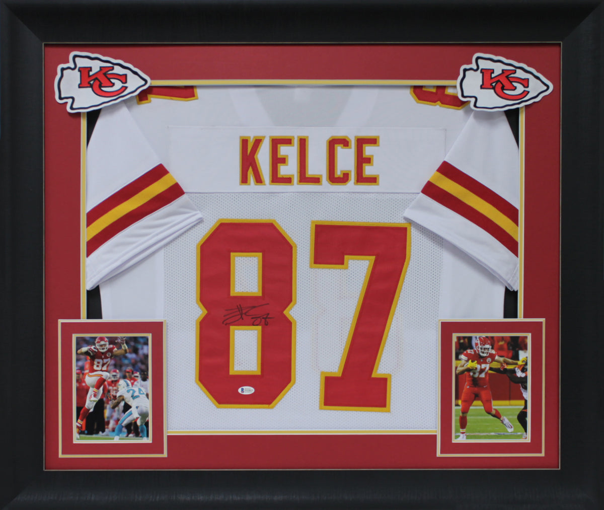 Travis Kelce Authentic Signed White Pro Style Framed Jersey BAS Witnessed