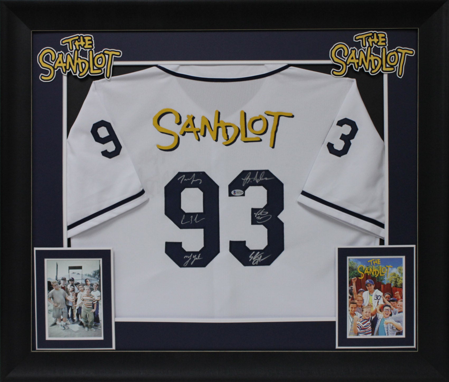 The Sandlot Cast (6) Guiry, Leopardi, York +3 Signed Framed Jersey BAS Witnessed