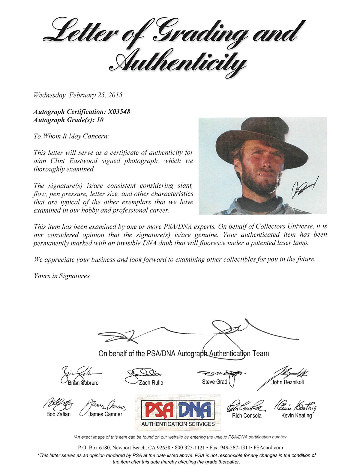 Clint Eastwood The Good, the Bad and the Ugly Signed 11x14 Photo Auto 10 PSA/DNA