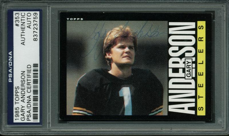 Steelers Gary Anderson Authentic Signed Card 1985 Topps #353 PSA/DNA Slabbed