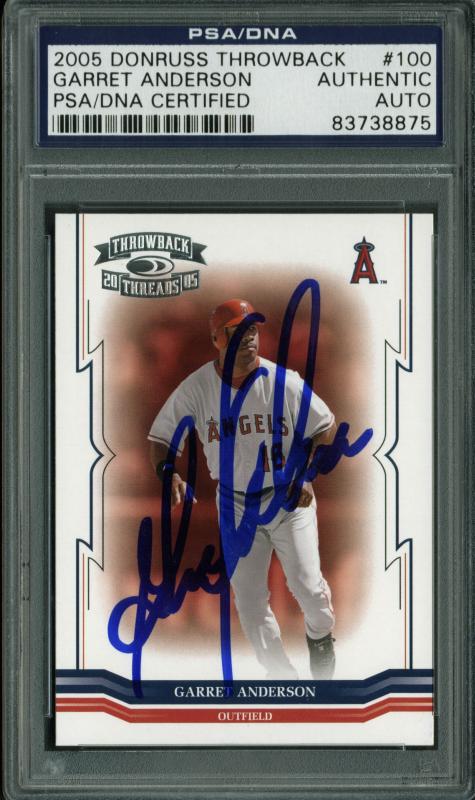 Angels Garret Anderson Signed Card 2005 Donruss Throwback #100 PSA/DNA Slabbed