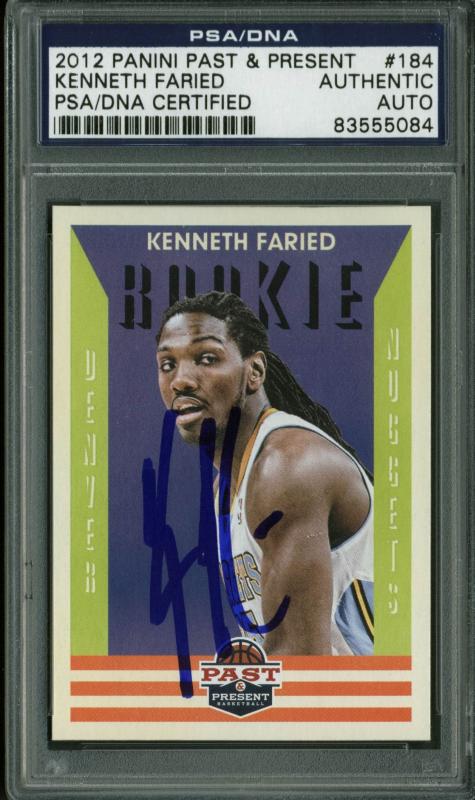 Nuggets Kenneth Faried Signed Card 2012 Panini Past & Present #184 PSA Slabbed