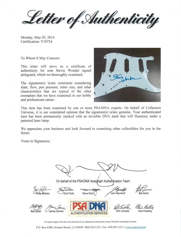 Steve Wonder Authentic Signed Guitar Autographed PSA/DNA #V10734