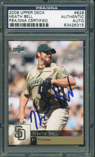 Padres Heath Bell Signed Card 2009 Upper Deck #829 PSA/DNA Slabbed #83426315