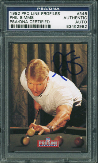Giants Phil Simms Authentic Signed Card 1992 Pro Line #346 PSA/DNA Slabbed