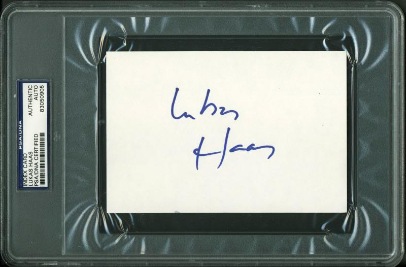 Lukas Haas Authentic Signed 4X6 Index Card Autographed PSA/DNA Slabbed