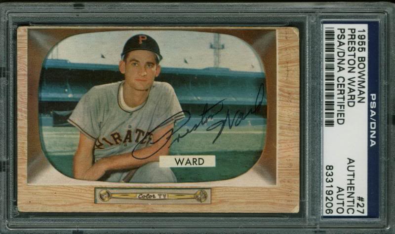 Pirates Preston Ward Authentic Signed Card 1955 Bowman #27 PSA/DNA Slabbed