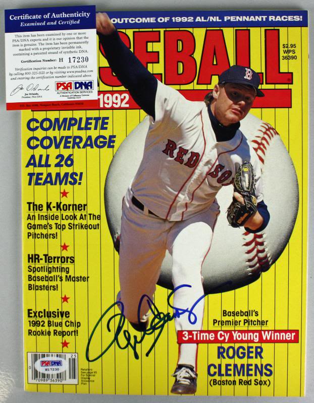Red Sox Roger Clemens Authentic Signed 1992 Baseball Magazine PSA/DNA #H17230