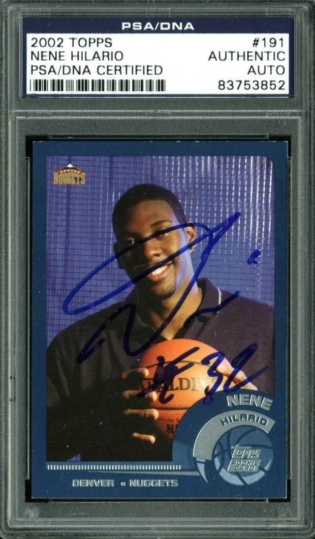 Nuggets Nene Hilario Authentic Signed Card 2002 Topps #191 PSA Slabbed #83753852
